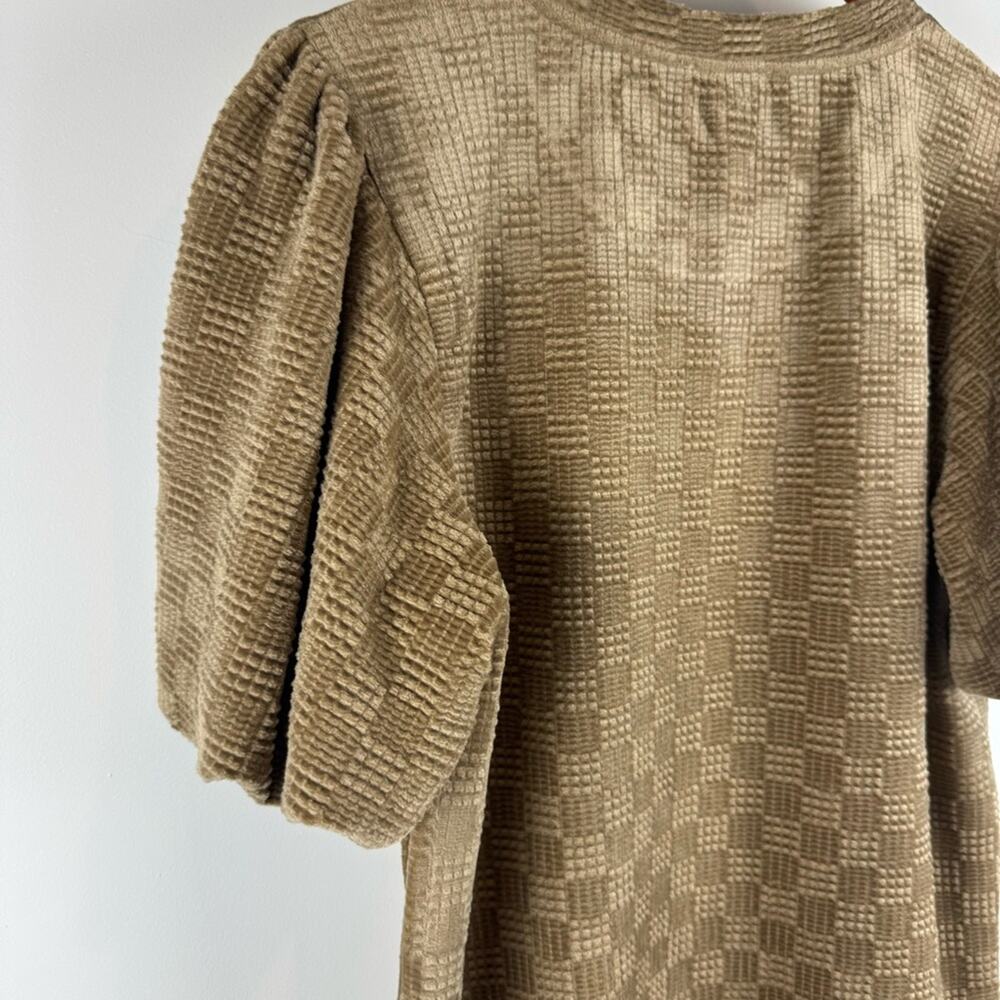 Annie wear Textured Tan Knit Puffed Sleeved Top ~ M - Picture 9 of 13